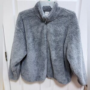 Victoria’s Secret PINK Teddy Bear Zip Up Jacket in Gray, Size XL